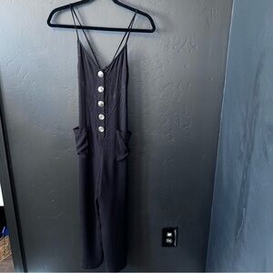 Lush women jumpsuit Color:Black Size:S spaghetti straps V-Neck 100% Rayon